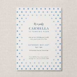 Invitación Cumpleaños infantil sofisticado de lunares azules