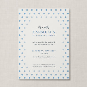 Invitación Cumpleaños infantil sofisticado de lunares azules 