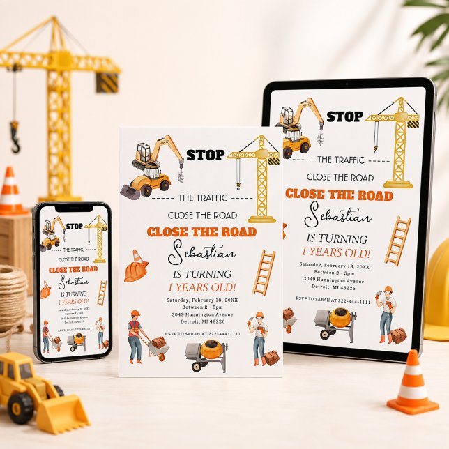 Invitación Cumpleaños infantil tema camión de volteo (Subido por el creador)