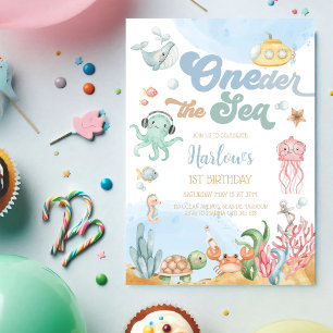Invitación Cumpleaños infantil tema Océano Bajo el Mar 1er