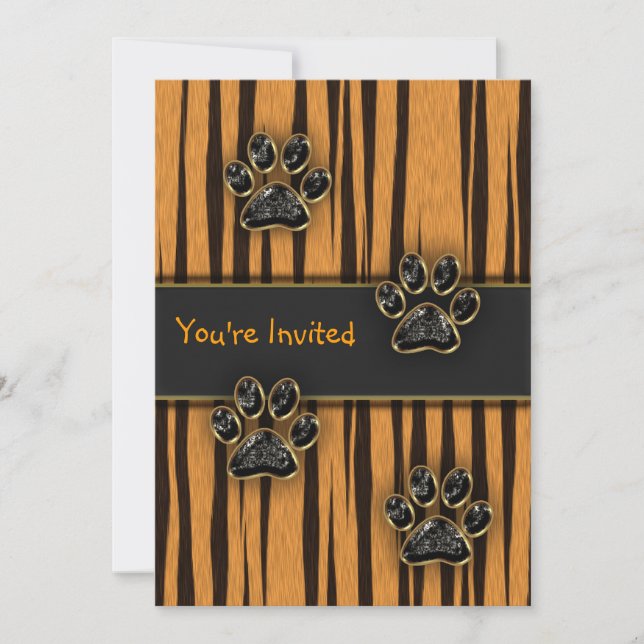 Invitación Cumpleaños infantil tema pata de tigre (Anverso)