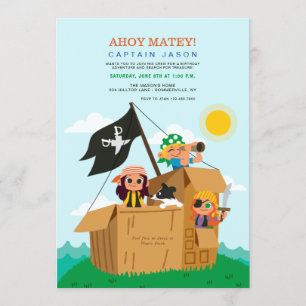 Invitación Cumpleaños infantil tema piratas