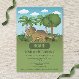 Invitación Cumpleaños infantil Triceratops lindo tropical