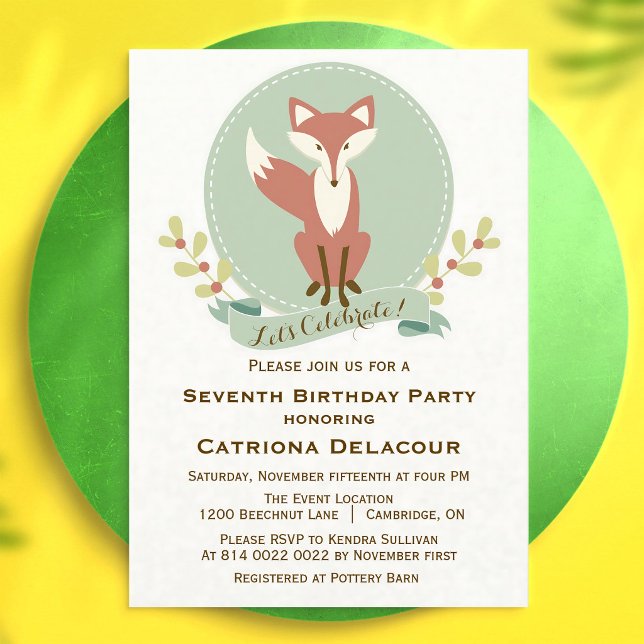 Invitación Cumpleaños infantil zorro floral otoño (Subido por el creador)