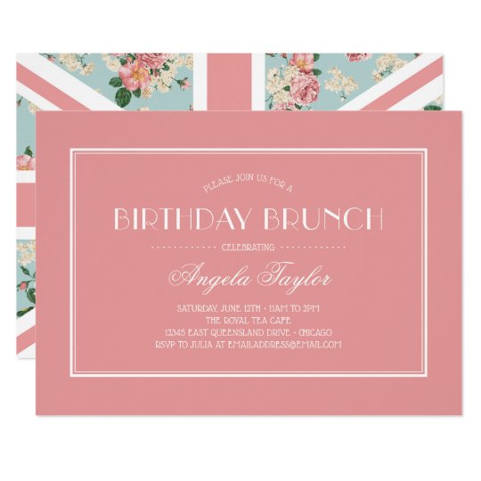 Invitacion Cumpleanos Ingles De Union Jack De Los Rosas Zazzle Es