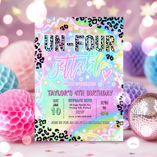 Invitación Cumpleaños inolvidable de la leopardo arcoíris 4