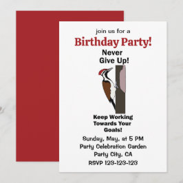 Invitación Cumpleaños Inspirador del Pájaro Carpintero Nunca 