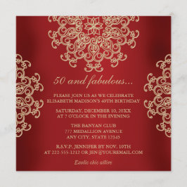INVITACIÓN CUMPLEAÑOS INSPIRADOS EN ROJO Y ORO