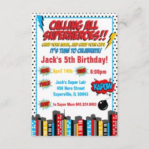 Invitación Cumpleaños intrépido Inviation del super héroe