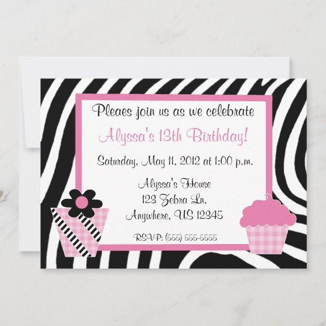 Invitación Cumpleaños Inviation de los chicas del estampado (Anverso)