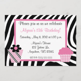 Invitación Cumpleaños Inviation de los chicas del estampado