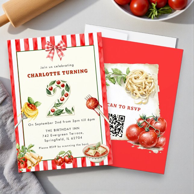 Invitación Cumpleaños Italiano de Pasta Acuarela 2do (Subido por el creador)