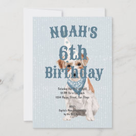 Invitación Cumpleaños Jack Russell Dog Age Blue