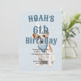 Invitación Cumpleaños Jack Russell Dog Age Blue