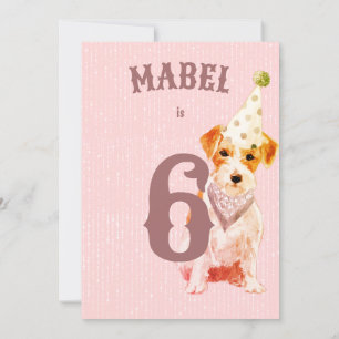 Invitación Cumpleaños Jack Russell Dog Age Pink Birday