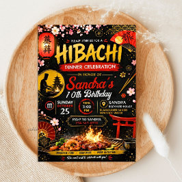Invitación Cumpleaños Japonés Hibachi - Tema a la Parrilla