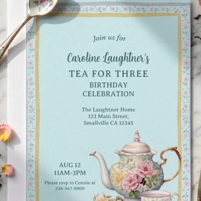 Invitación Cumpleaños Jardín de Flores Té Para Tres (Subido por el creador)