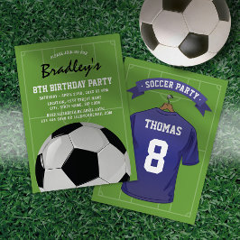 Invitación Cumpleaños Jersey Azul de Fútbol Personalizado