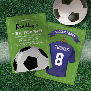 Invitación Cumpleaños Jersey Azul de Fútbol Personalizado