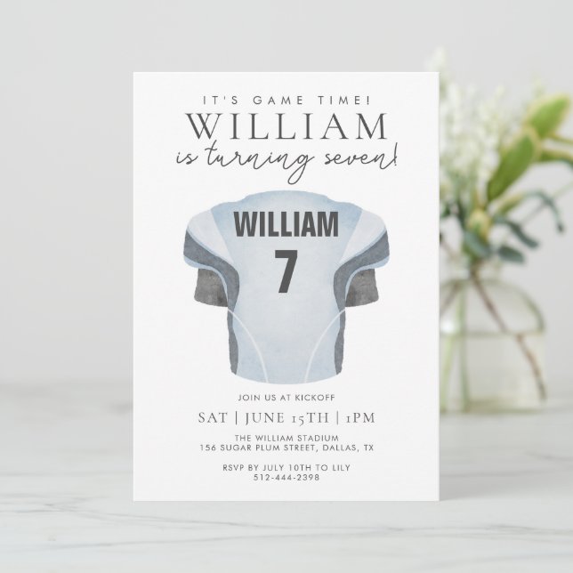Invitación Cumpleaños Jersey de Fútbol Hora del Juego  (Anverso de pie)