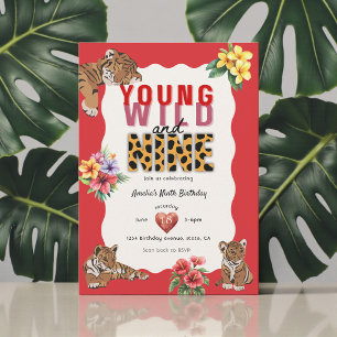 Invitación Cumpleaños Joven Salvaje Nueve Tigre Jungla