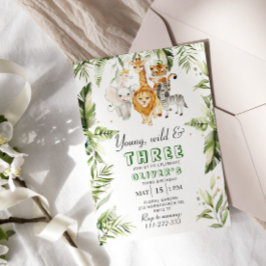 Invitación Cumpleaños joven, salvaje y tres safari