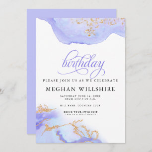 Invitación Cumpleaños Junio Alexandrite Watercolor Geode