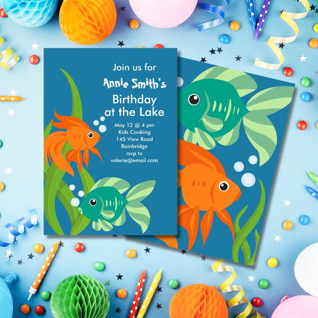 Invitación Cumpleaños junto al lago con tema de peces (Subido por el creador)