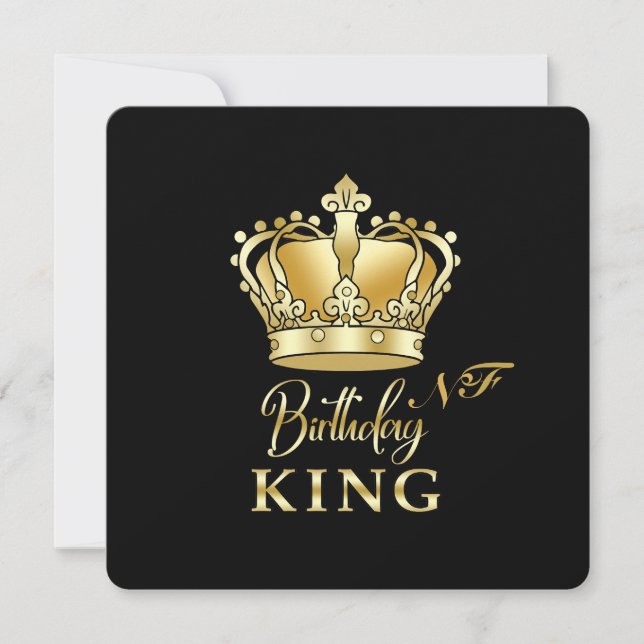 Invitación Cumpleaños King Gold Crown Royal Monogram Luxury (Anverso)