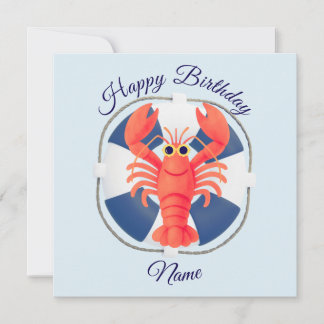 Invitación Cumpleaños langosta y salvavidas acuarela chic