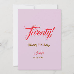 Invitación cumpleaños letra twenty20 agregar nombre fecha año