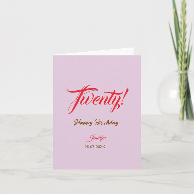 Invitación cumpleaños letra twenty20 agregar nombre fecha año (Anverso)