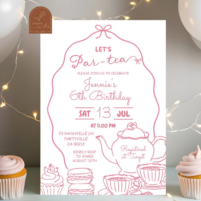 Invitación Cumpleaños Let's Par-Tea con Doodle de Mano de Laz (Subido por el creador)