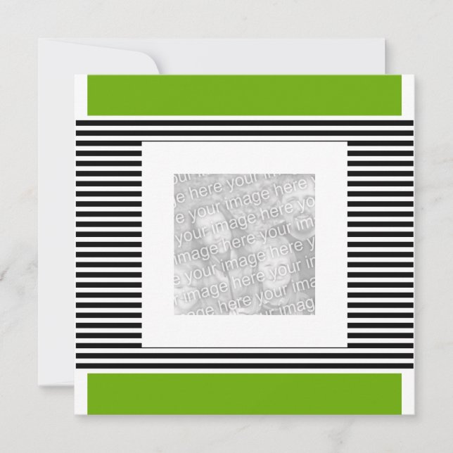Invitación Cumpleaños Lime Green Black Stripe Phot (Anverso)