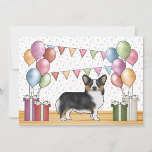 Invitación Cumpleaños lindo del Pembroke Welsh Corgi tricolor