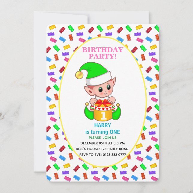 Invitación Cumpleaños lindo del primer bebé (Anverso)