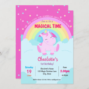 Invitación Cumpleaños lindo mágico del unicornio