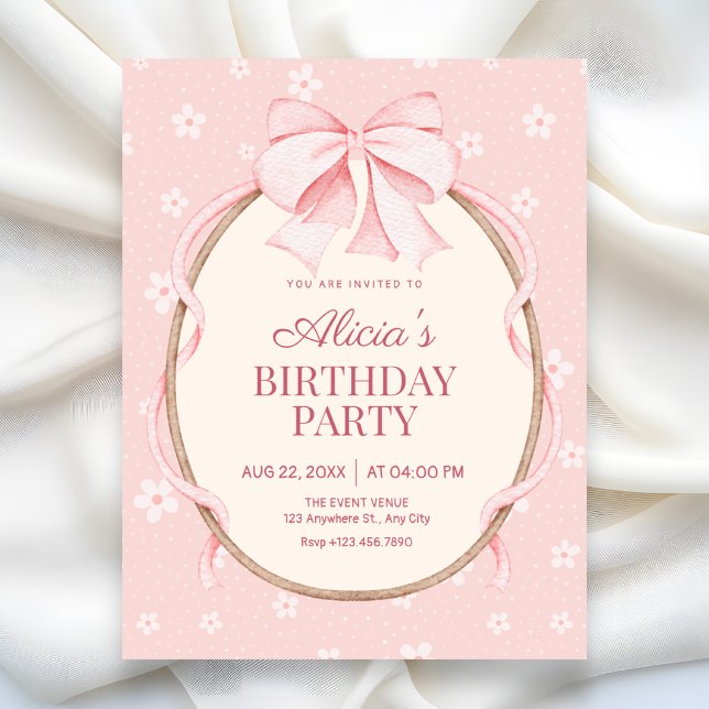 Invitación Cumpleaños lindo rosa (Subido por el creador)