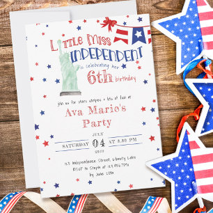 Invitación Cumpleaños Little Miss Independent 4 de julio para