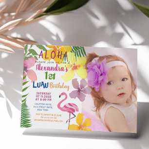 Invitación Cumpleaños Luau 1er año