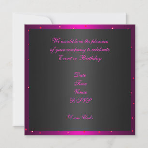 Invitación Cumpleaños Lunares Negro y Rosa Calient