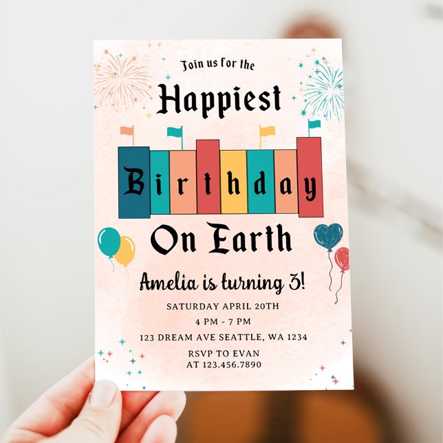 Invitación Cumpleaños Mágico Chica Moderno Feliz Cumpleaños (Subido por el creador)