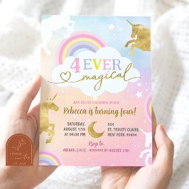 Invitación Cumpleaños mágico colorido de unicornio en pastel