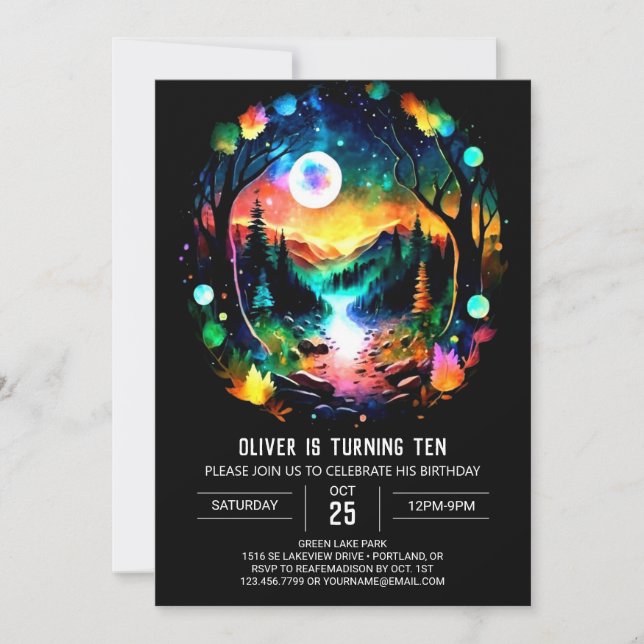 Invitación Cumpleaños Mágico de Brushwood Moderno (Anverso)