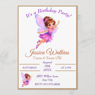 Invitación Cumpleaños mágico de hada linda personalizado