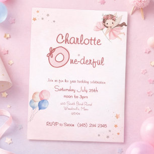 Invitación Cumpleaños mágico de hadas maravillosas con rubor 