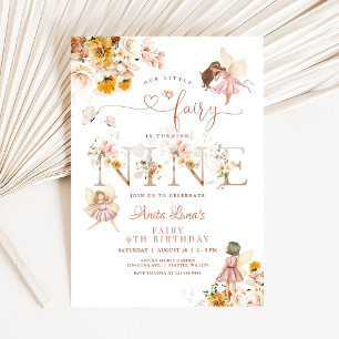Invitación Cumpleaños mágico de hadas mariposas flores silves