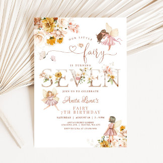 Invitación Cumpleaños mágico de hadas mariposas flores silves