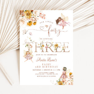 Invitación Cumpleaños mágico de hadas mariposas flores silves