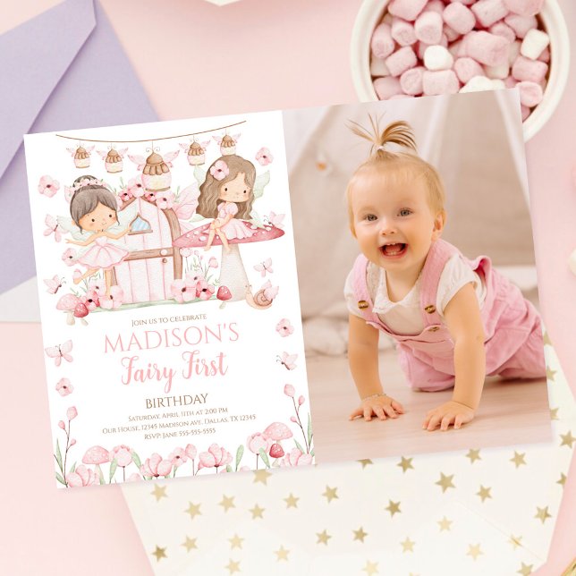 Invitación Cumpleaños mágico de hadas para niñas con foto de  (Subido por el creador)